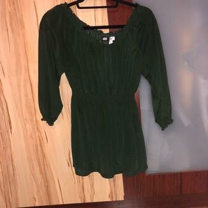 Sheer forest green blouse XS
